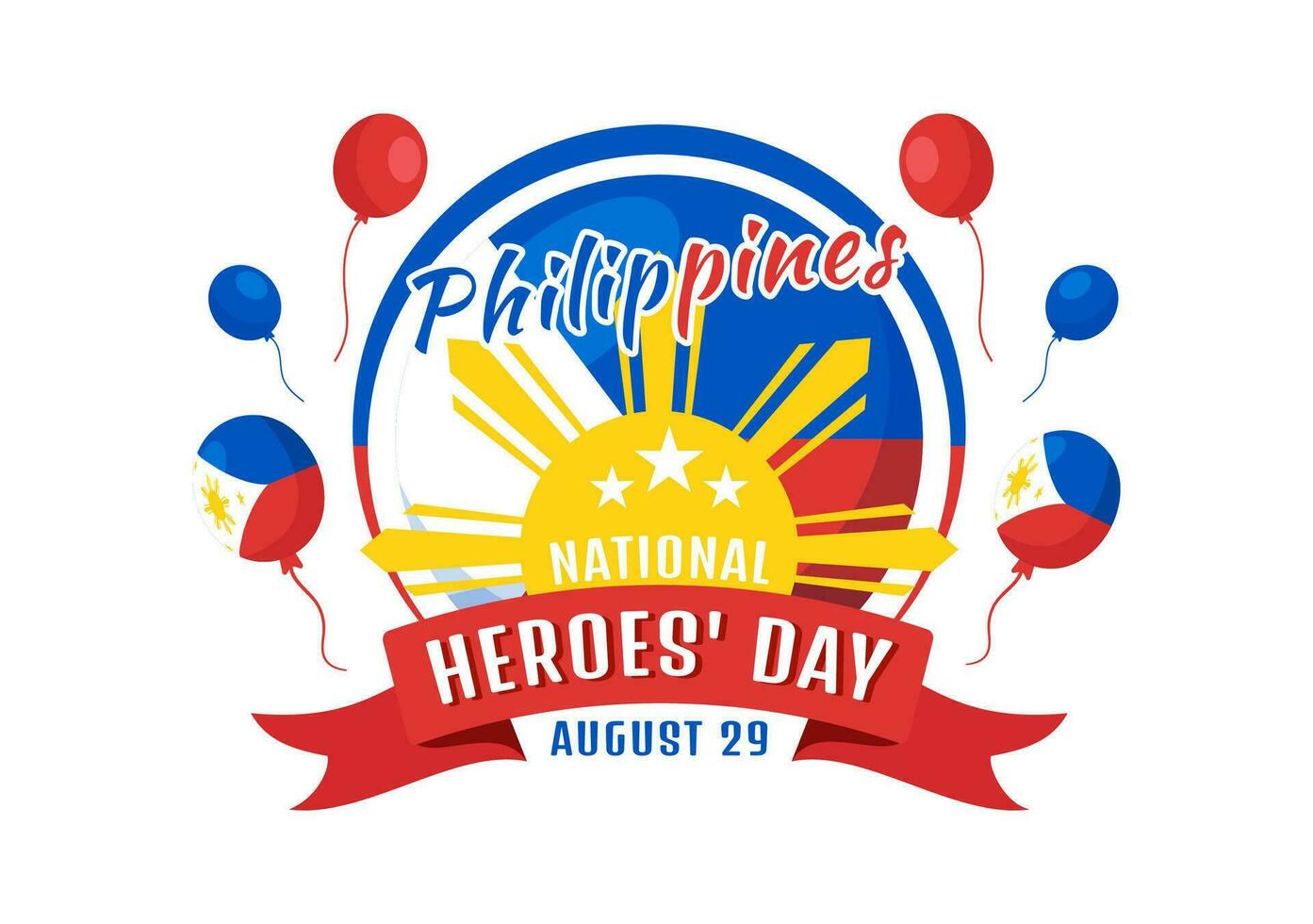 Happy Philippines National Heroes Day Vector Illustration with Waving Flag in Hero Celebration Flat Cartoon Hand Drawn Background Templates