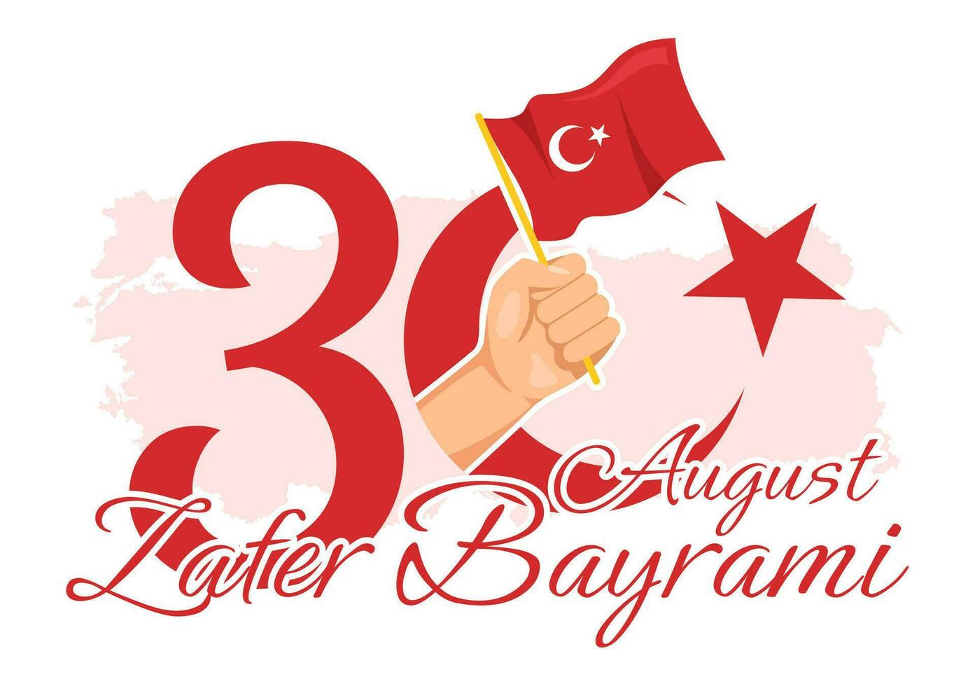 Turkey Victory Day Vector Illustration on 30 august with Zafer Bayrami Celebration in Flat Cartoon Hand Drawn Background Templates