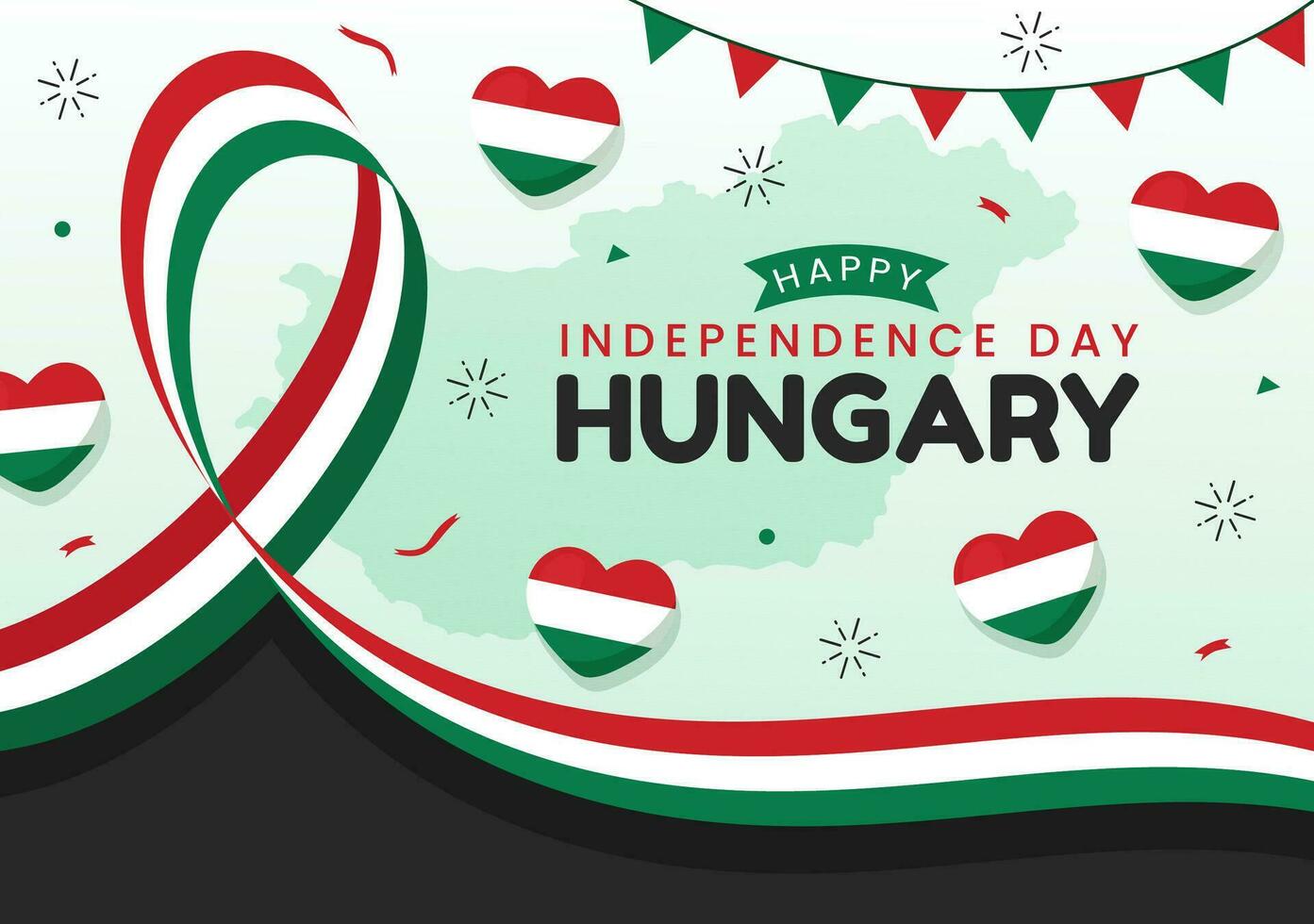 Happy Hungary Independence Day Vector Illustration with Hungarian Waving Flag Background in National Holiday Flat Cartoon Hand Drawn Templates
