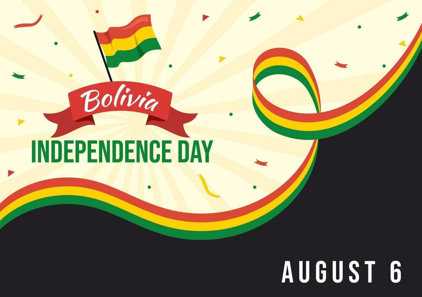 Bolivia Independence Day Vector Illustration on 6 August with festival National Holiday in Flat Cartoon Hand Drawn Landing Page Background Templates