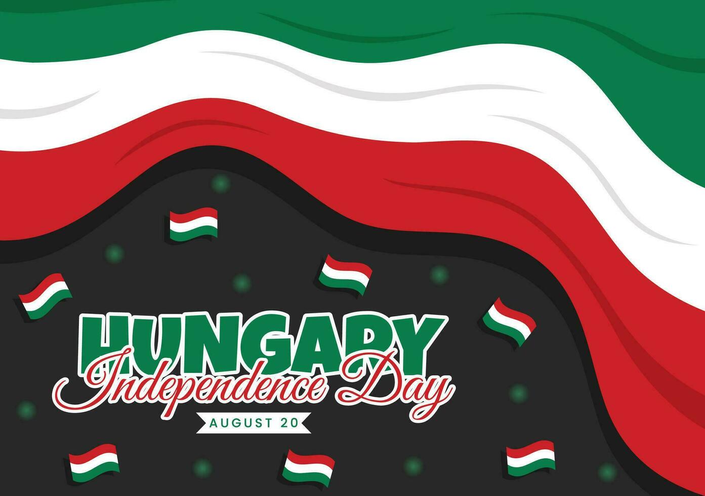 Happy Hungary Independence Day Vector Illustration with Hungarian Waving Flag Background in National Holiday Flat Cartoon Hand Drawn Templates