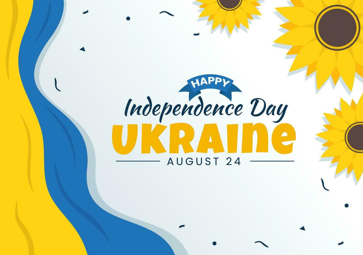 Happy Ukraine Independence Day Vector Illustration on 24 August with Ukrainian Flag Background in National Holiday Flat Cartoon Hand Drawn Templates