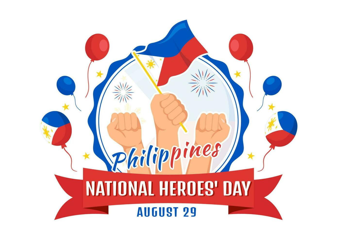 Happy Philippines National Heroes Day Vector Illustration with Waving Flag in Hero Celebration Flat Cartoon Hand Drawn Background Templates