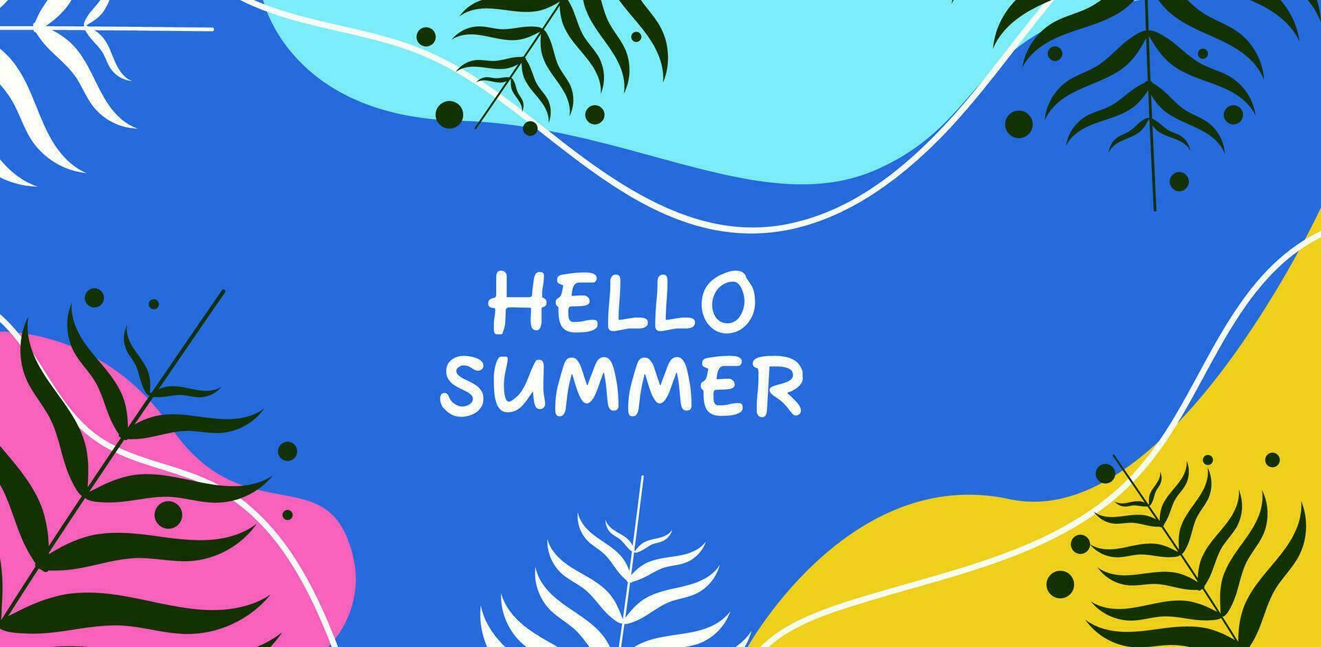 Colorful summer background layout banner design, flat style vector design for summer banner