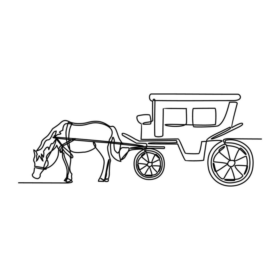 One continuous line drawing of traditional transportation. vehicle design in simple linear style. transportation design concept vector illustration