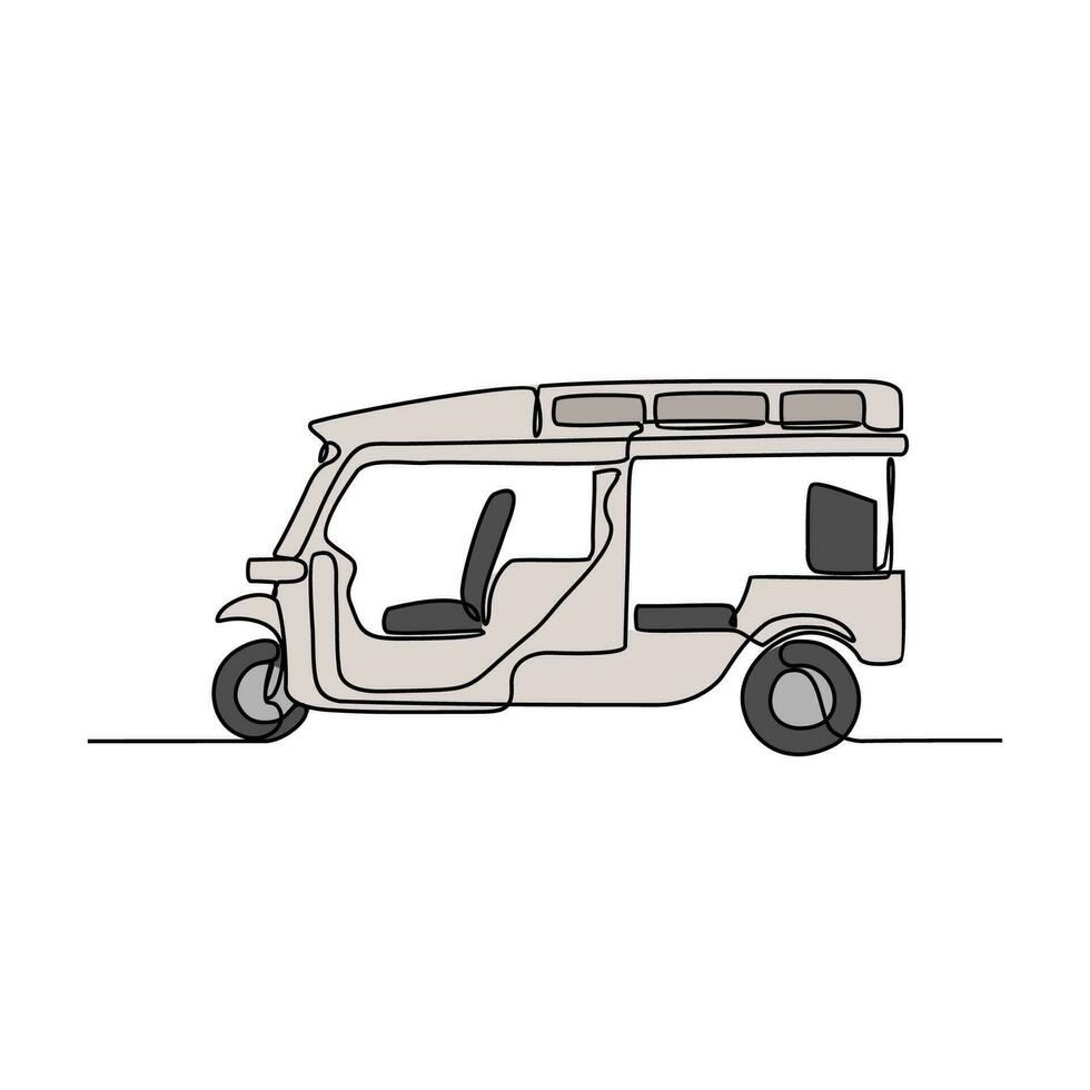 One continuous line drawing of traditional transportation. vehicle design in simple linear style. transportation design concept vector illustration