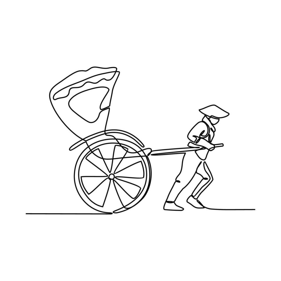 One continuous line drawing of traditional transportation. vehicle design in simple linear style. transportation design concept vector illustration