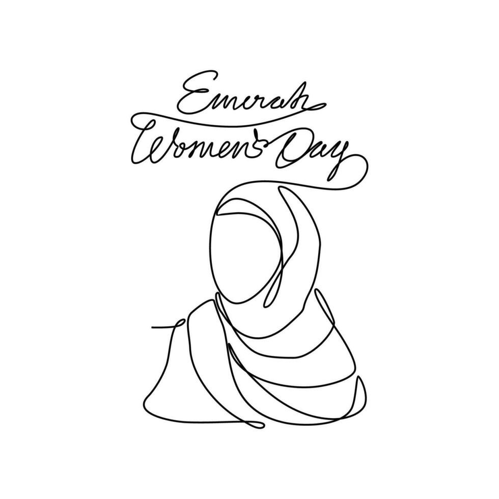 uno continuo línea dibujo de emirati De las mujeres día celebracion agosto 28 uae nacional día diseño en sencillo lineal estilo. uae De las mujeres día diseño concepto vector ilustración