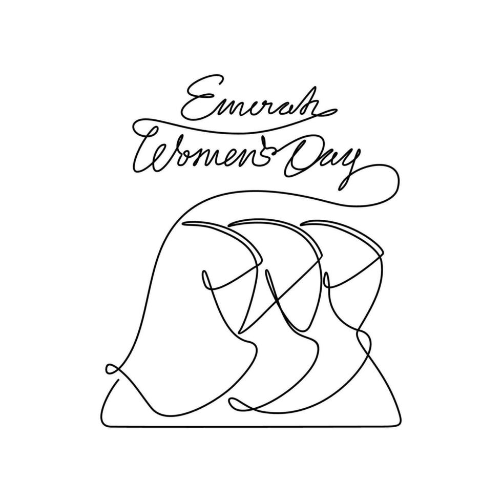 One continuous line drawing of Emirati Womens Day celebration August 28. UAE National Day design in simple linear style. UAE Women's Day design concept vector illustration