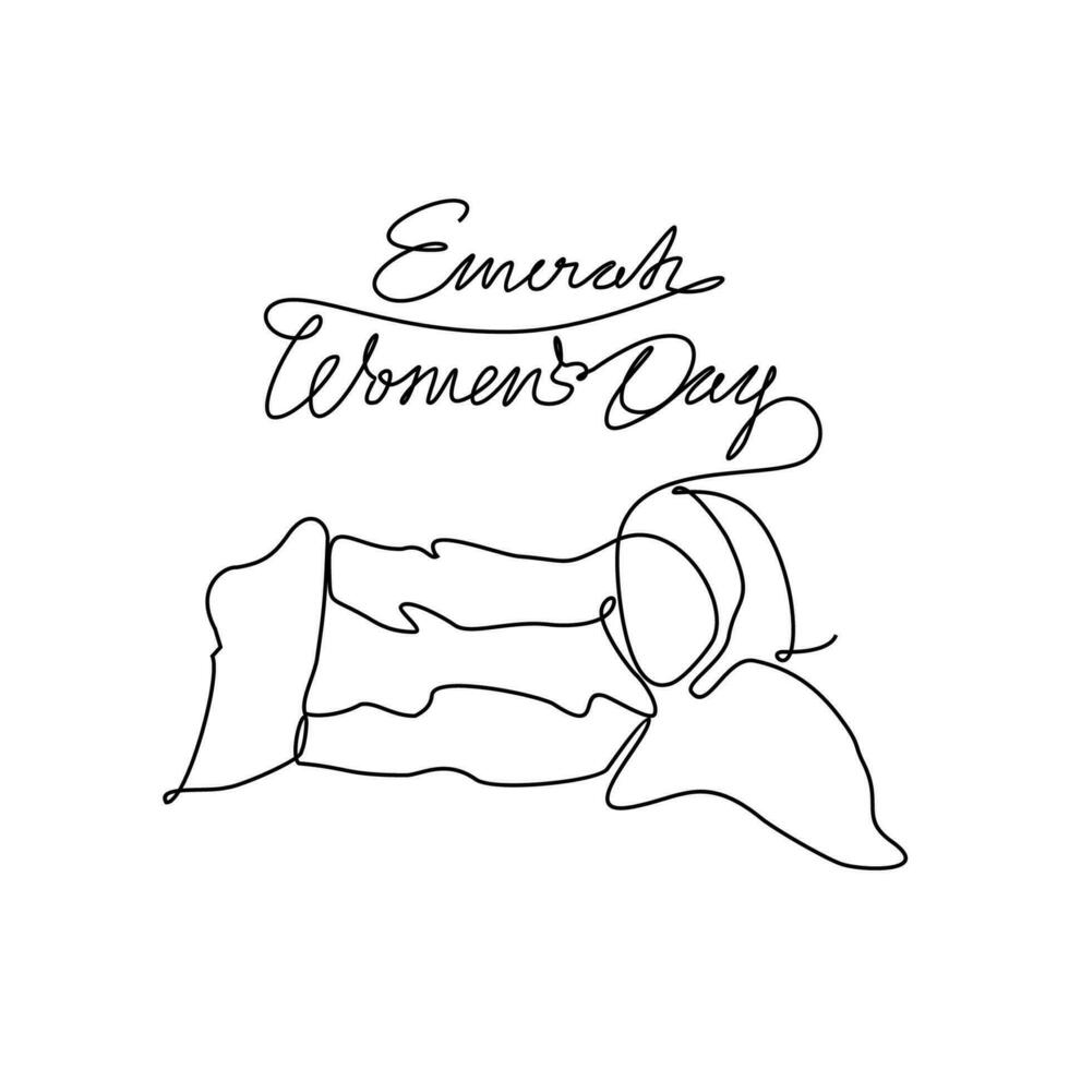 One continuous line drawing of Emirati Womens Day celebration August 28. UAE National Day design in simple linear style. UAE Women's Day design concept vector illustration