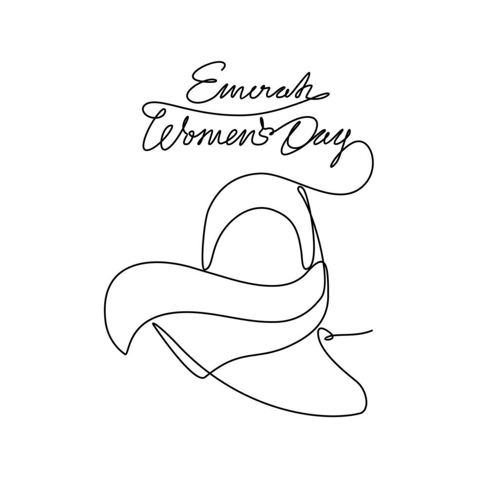 One continuous line drawing of Emirati Womens Day celebration August 28. UAE National Day design in simple linear style. UAE Women's Day design concept vector illustration