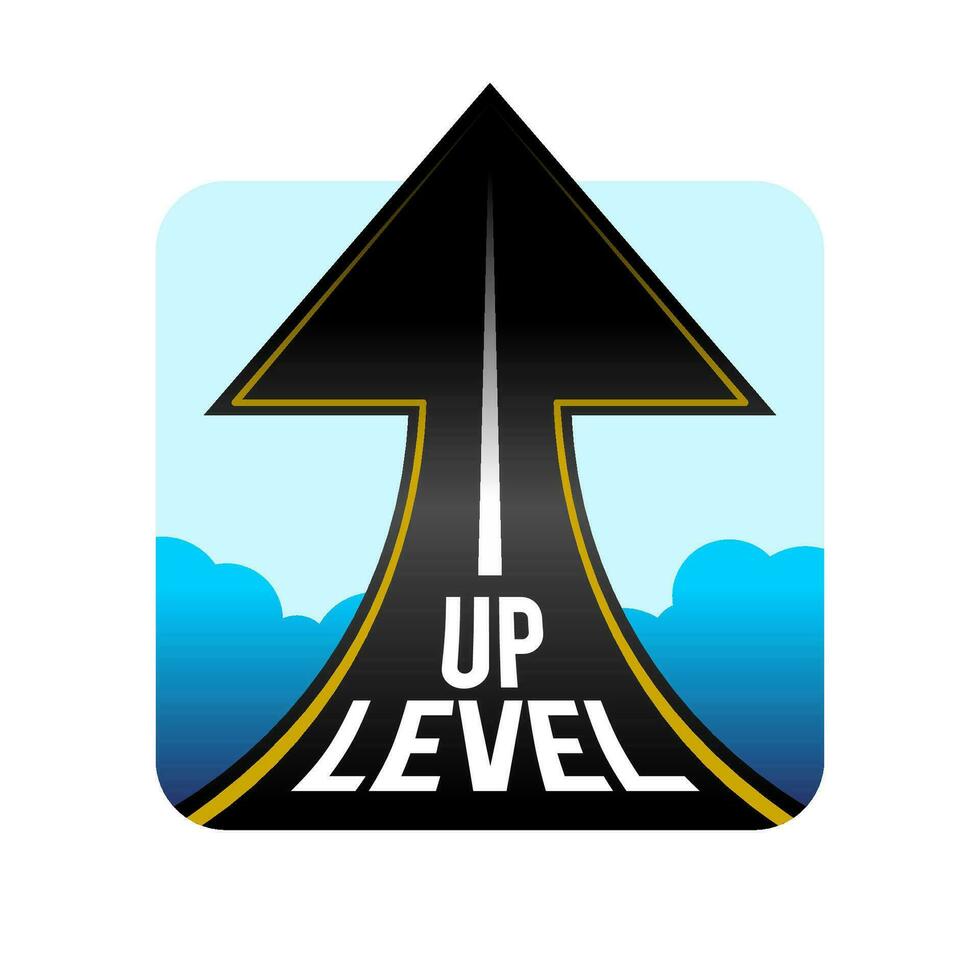 Level Up Typography Logo and icon design. ascending arrow concept. vector illustration