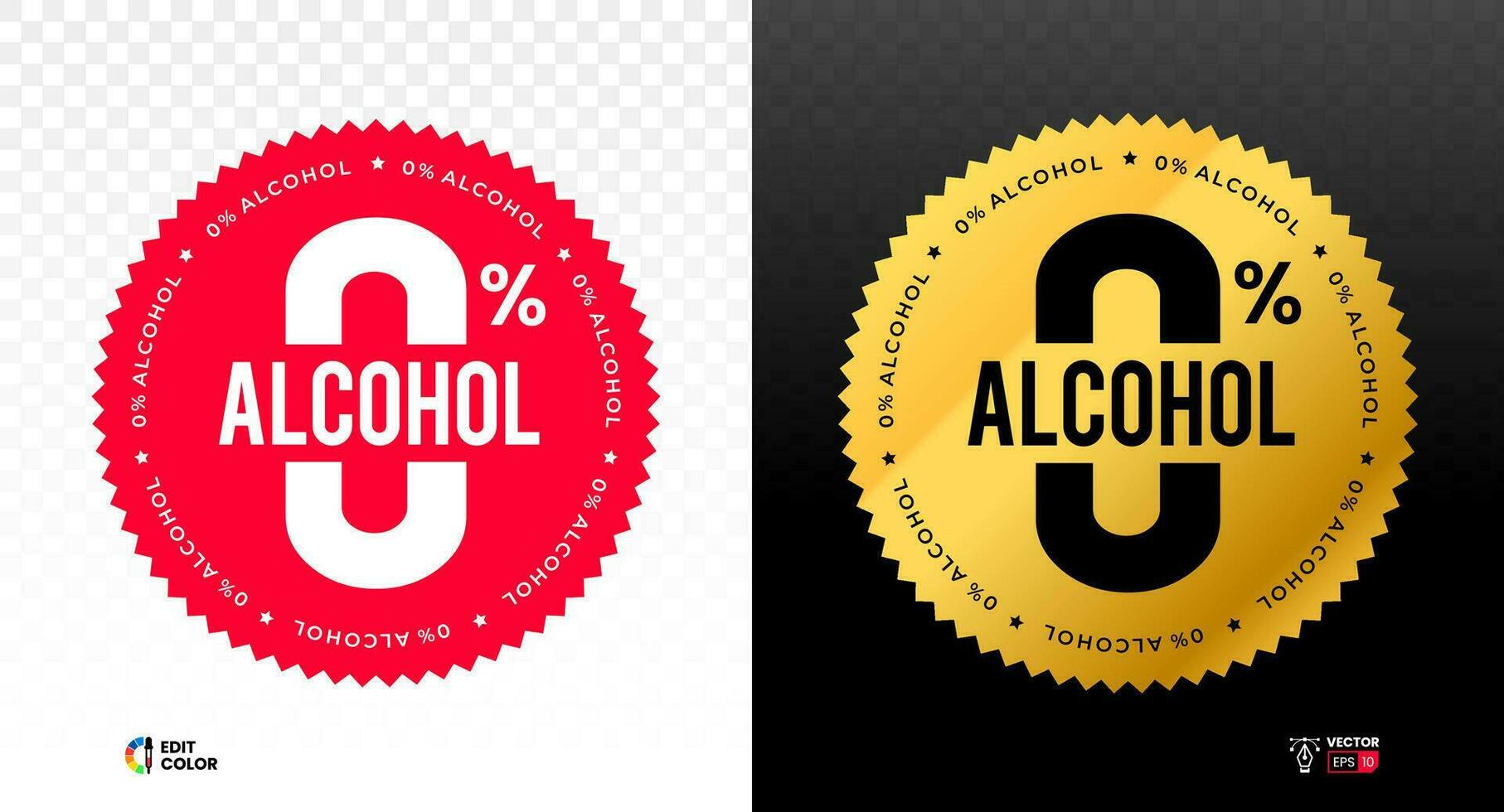 Alcohol free Zero percent label. No alcohol seal. Vector illustration.