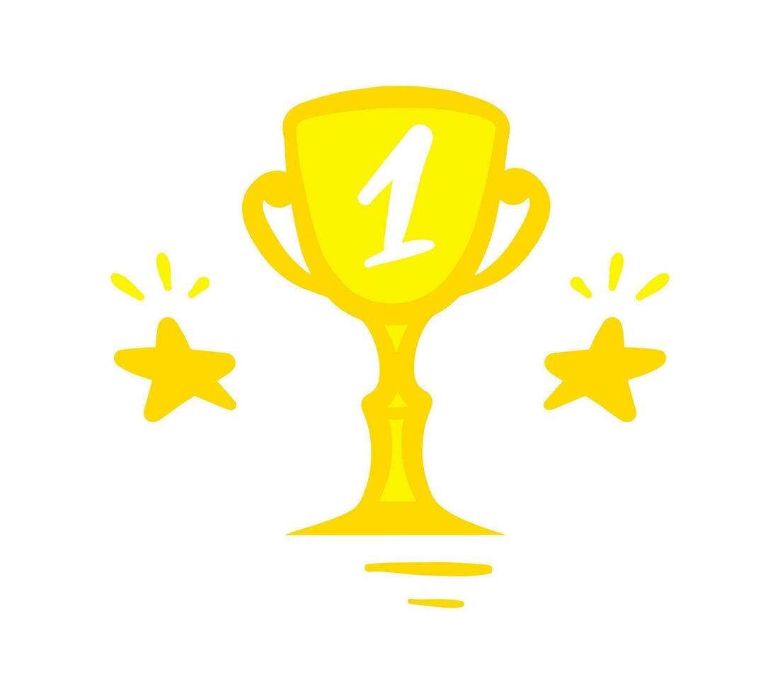 Trophy award, golden bowl. Winner solid trophy icon symbol in flat style. Vector illustration. Winner, success concept.