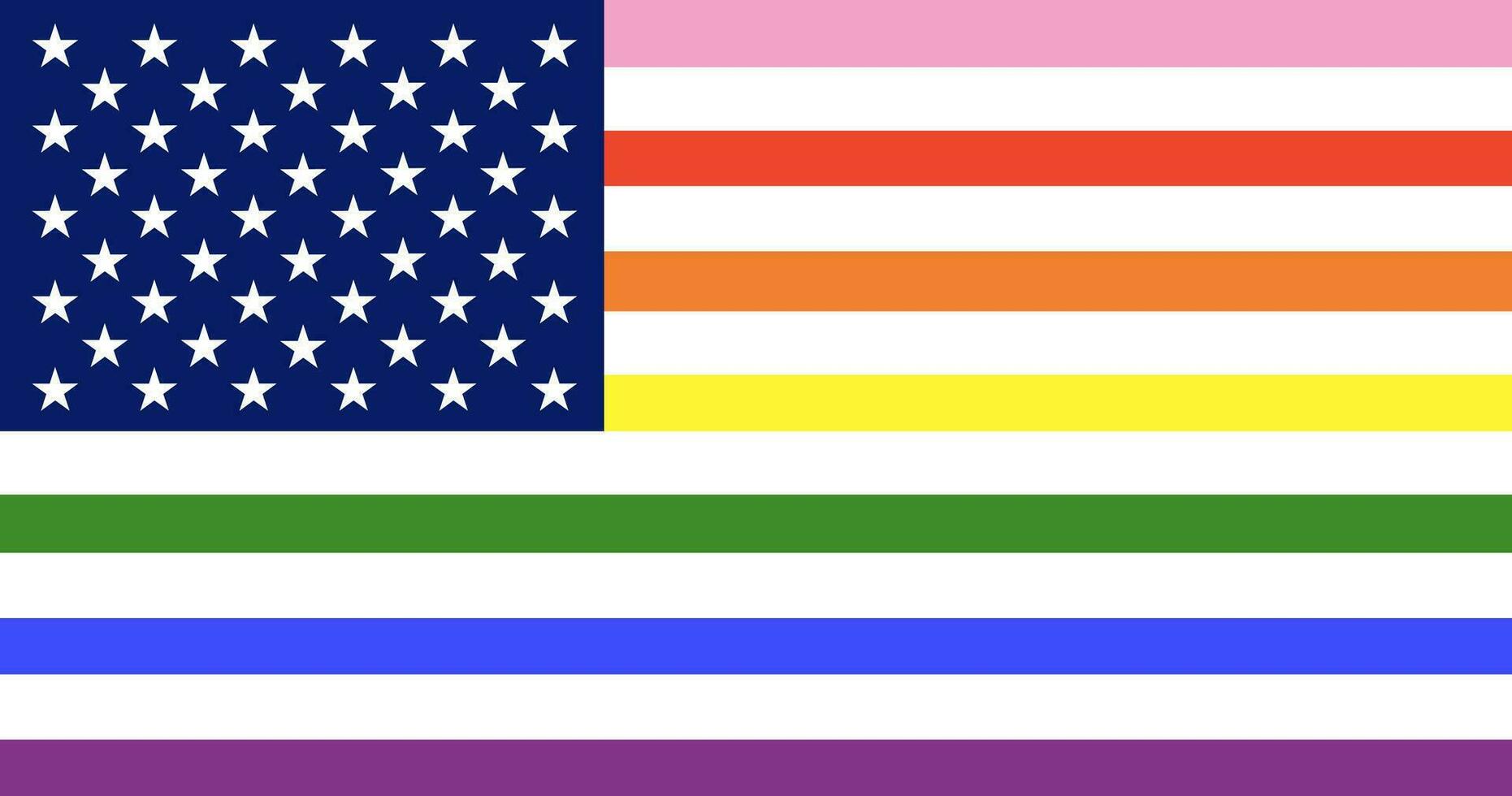 USA flag Pride. Flag of America, Rainbow stripes. Gay Pride Flag. Vector illustration. LGBT.