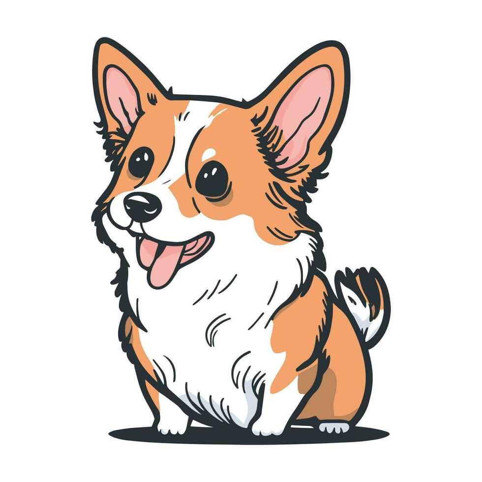 Corgi dog, Cute Welsh corgi vector cartoon illustration isolated on white background