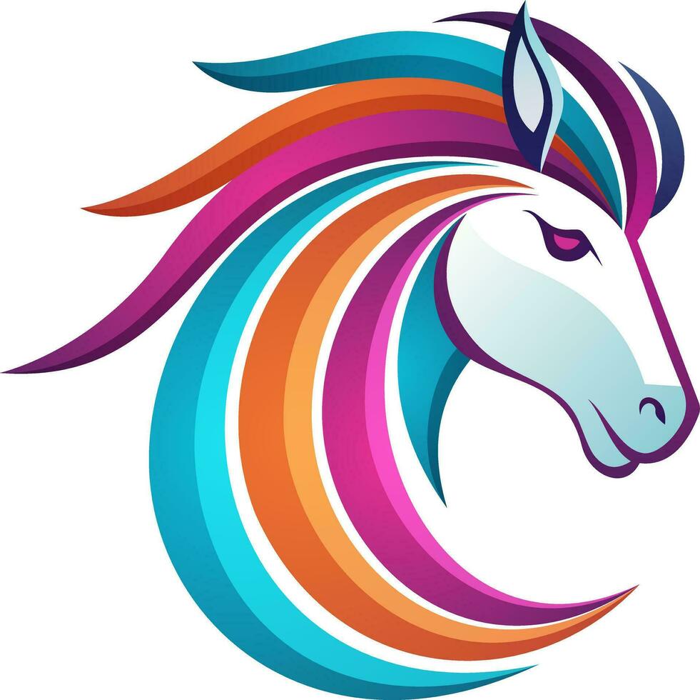 vibrante unicornio logo diseño. vistoso emblema representando el encantador símbolo de unicornios vector