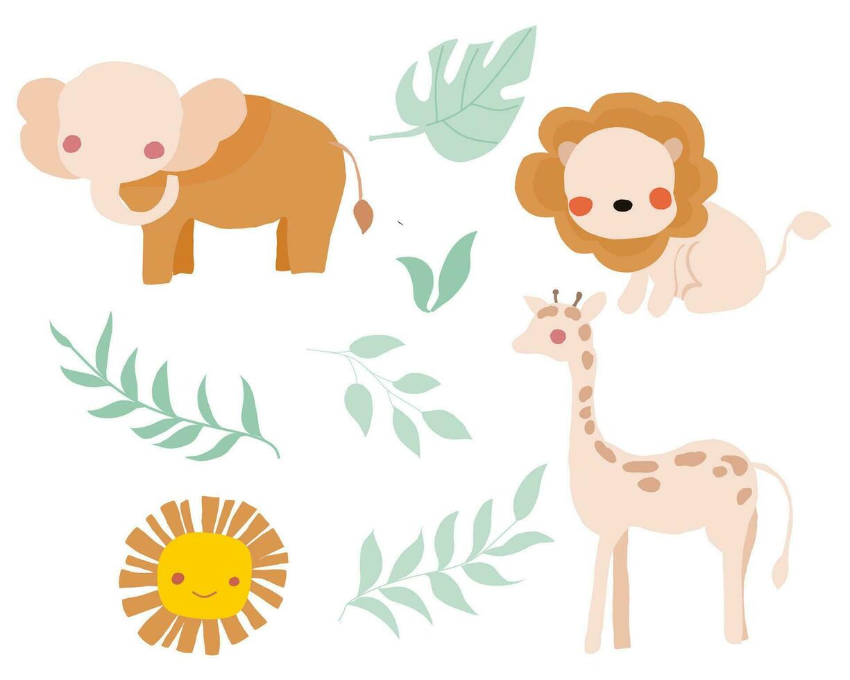 Cute Tropical Animal Forest Element vector