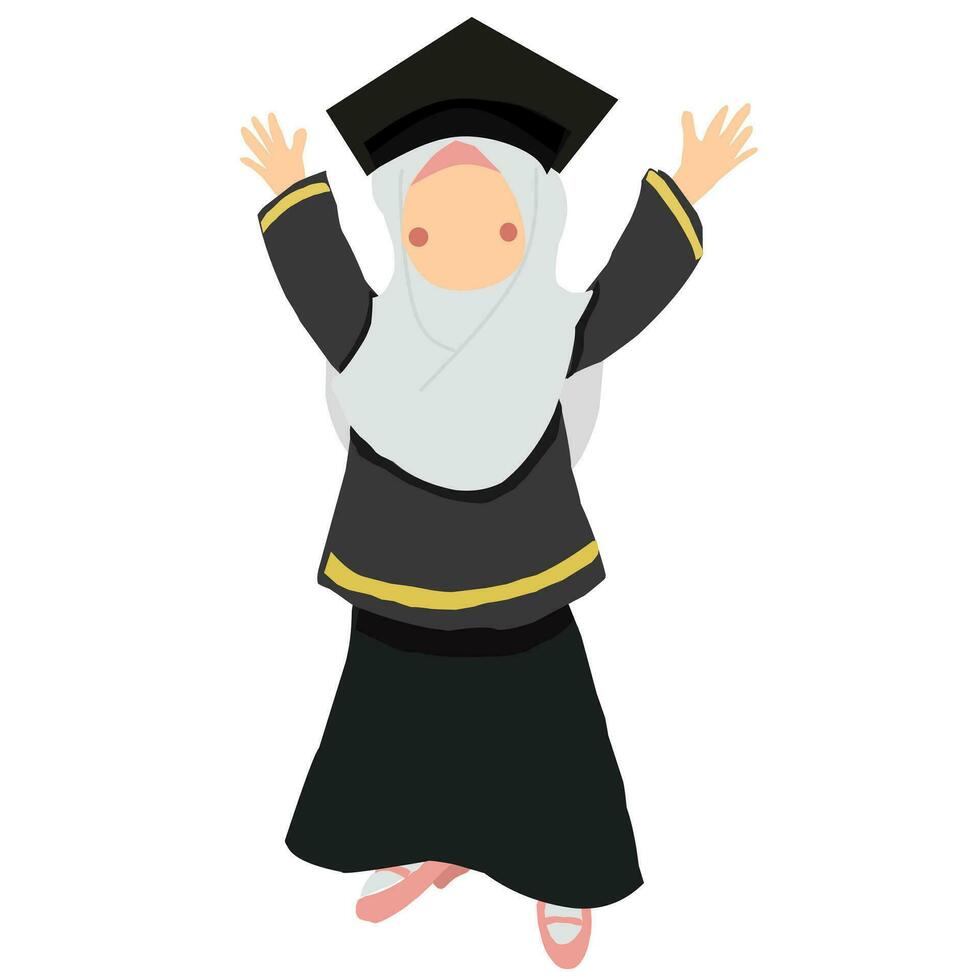 Cute Muslim Girl Graduation Illustration vector
