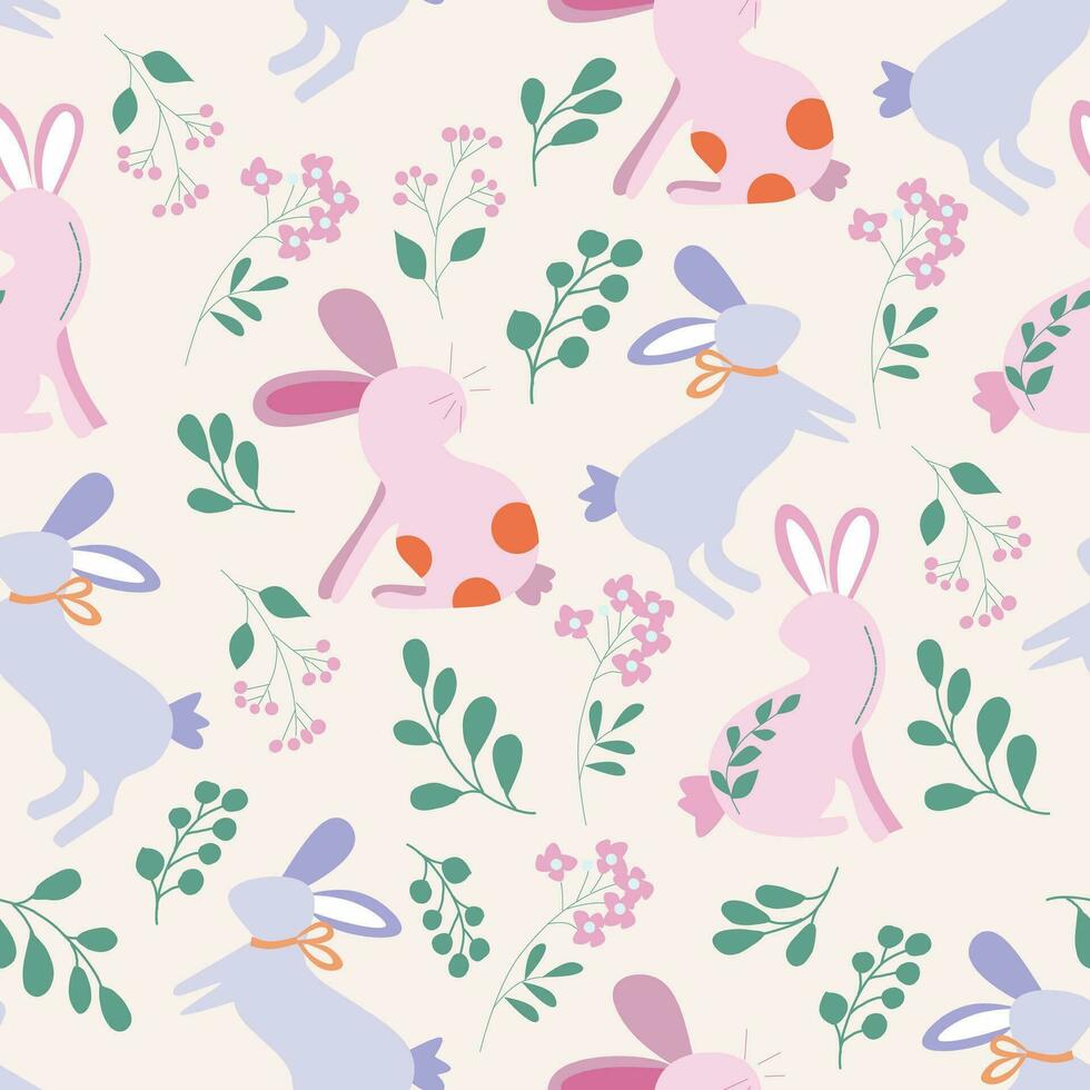 Cute Bunny Vector Seamless Pattern