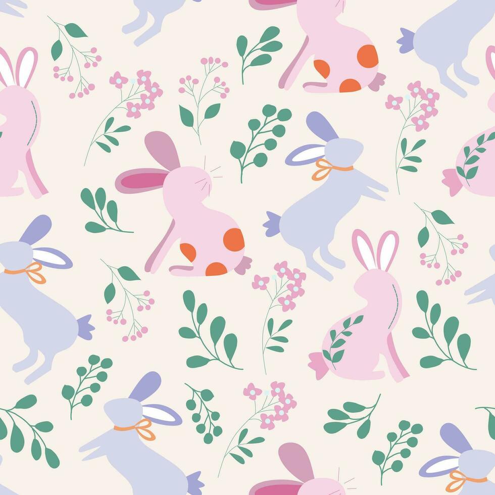 Cute Bunny Vector Seamless Pattern