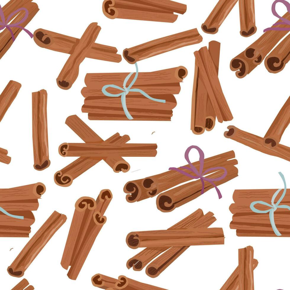 Hand Drawn Cinnamon Stick Seamless Pattern vector