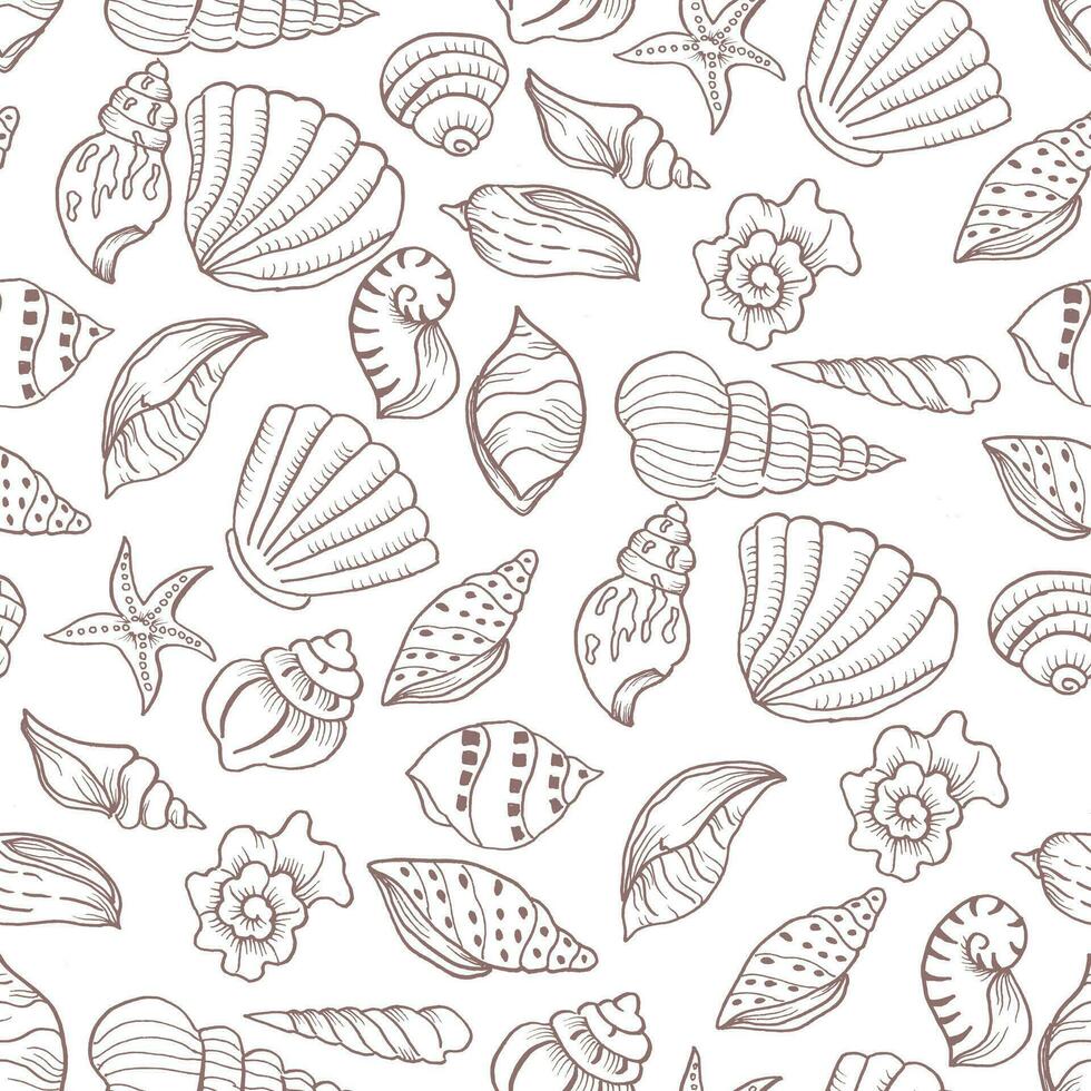 Hand Drawn Sea Shell Seamless Pattern vector