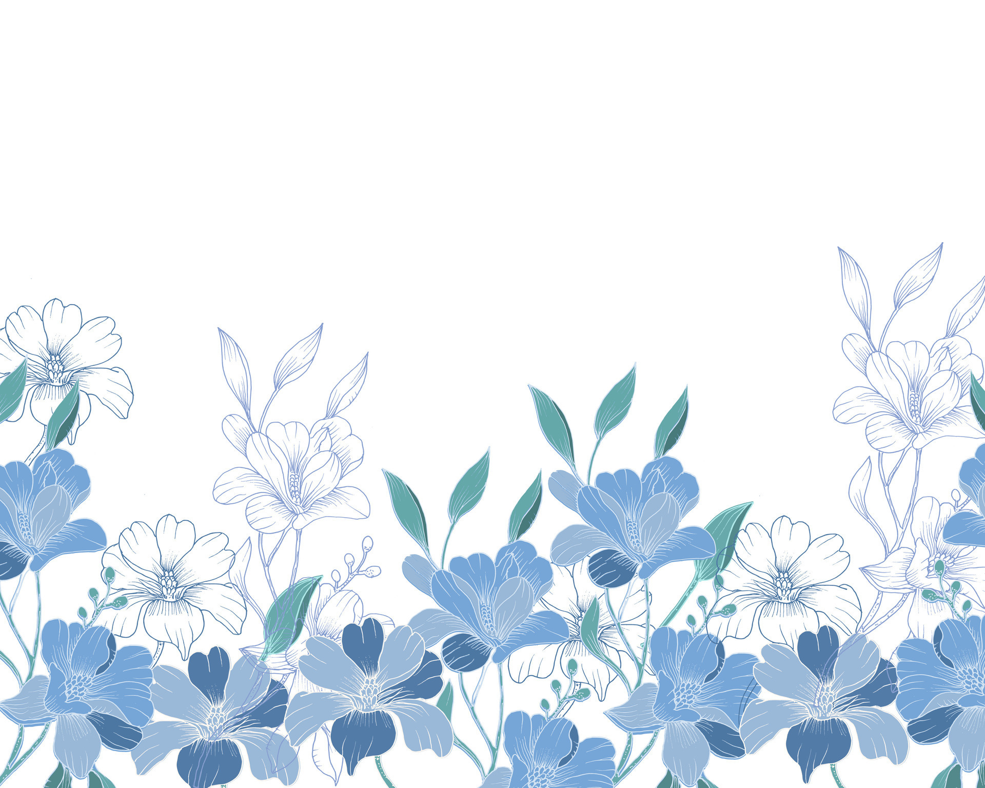 Blue Hand Drawn Flower Background 25263349 Vector Art at Vecteezy