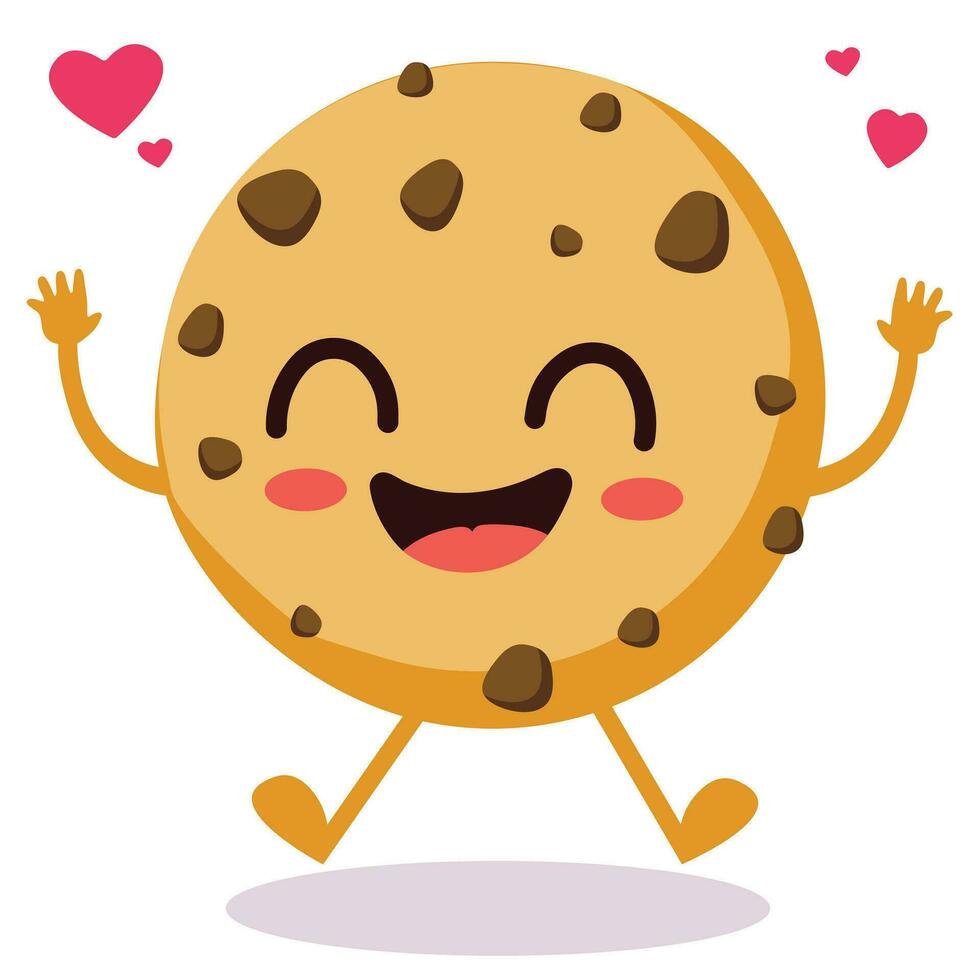 linda chocolate chip Galleta dibujos animados personaje con contento cara vector ilustración