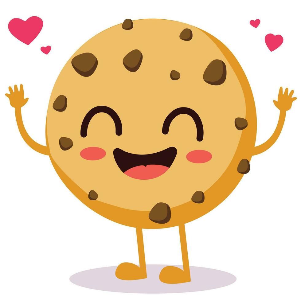 linda chocolate chip Galleta dibujos animados personaje con contento cara vector ilustración