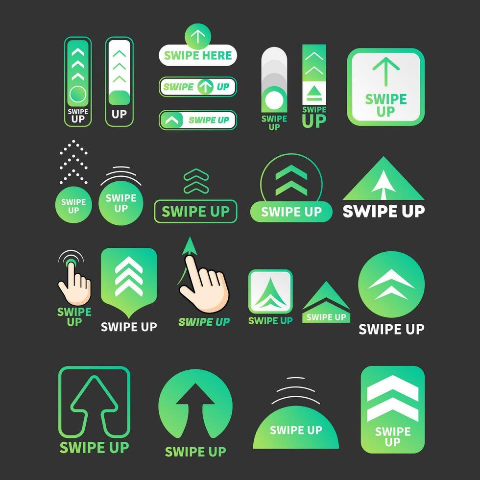 Set of Swipe up symbol button collection vector