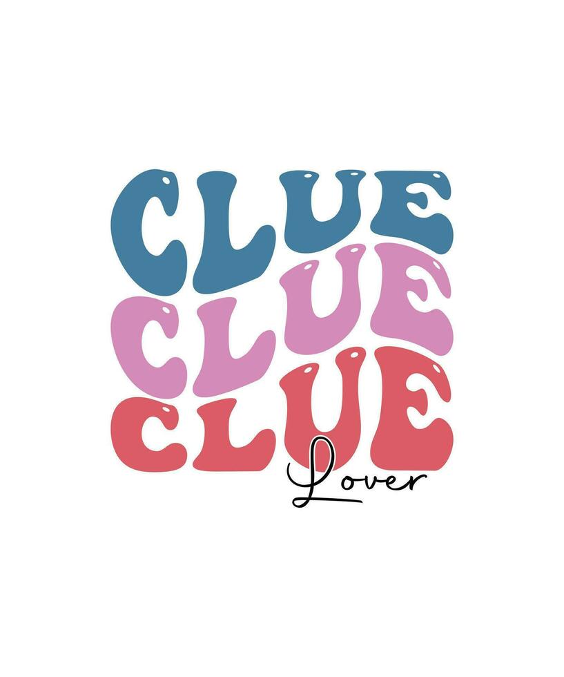 Clue lover retro wave t-shirt designs bundle. also for design for t-shirts, tote bags, cards, frame artwork, phone cases, bags, mugs, stickers, tumblers, prints, pillows, etc vector