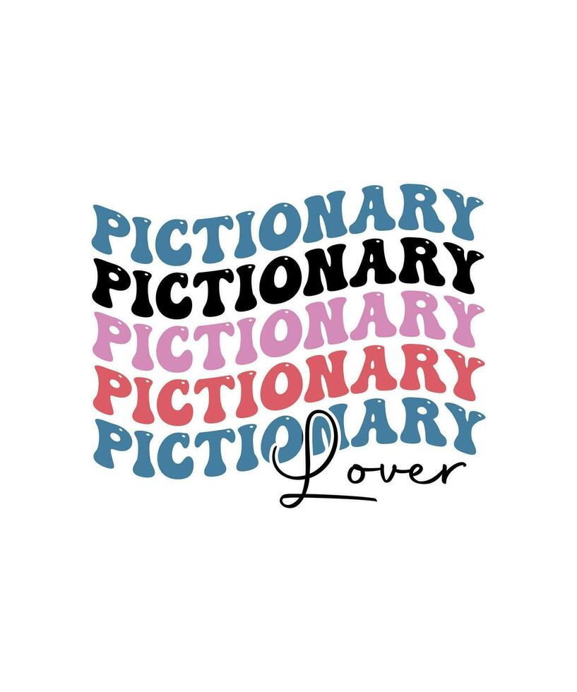 pictionary lover retro wave t-shirt designs bundle. also for design for t-shirts, tote bags, cards, frame artwork, phone cases, bags, mugs, stickers, tumblers, prints, pillows, etc vector