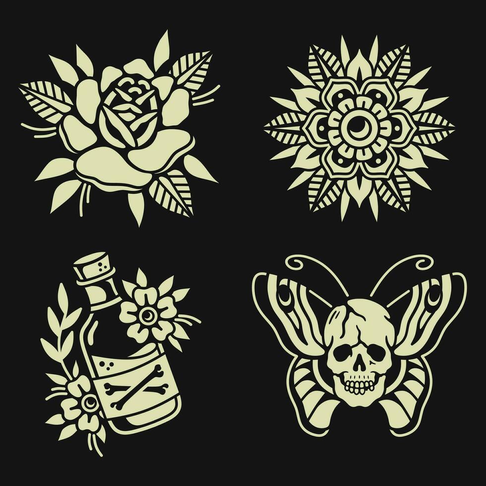 tattoo illustration design, exclusive vector design.