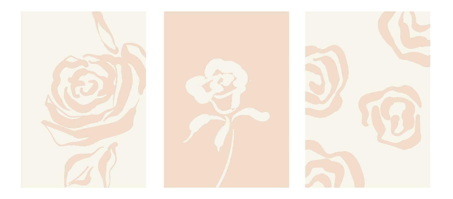 resumen formas y rosas elementos boho pared decoración vector