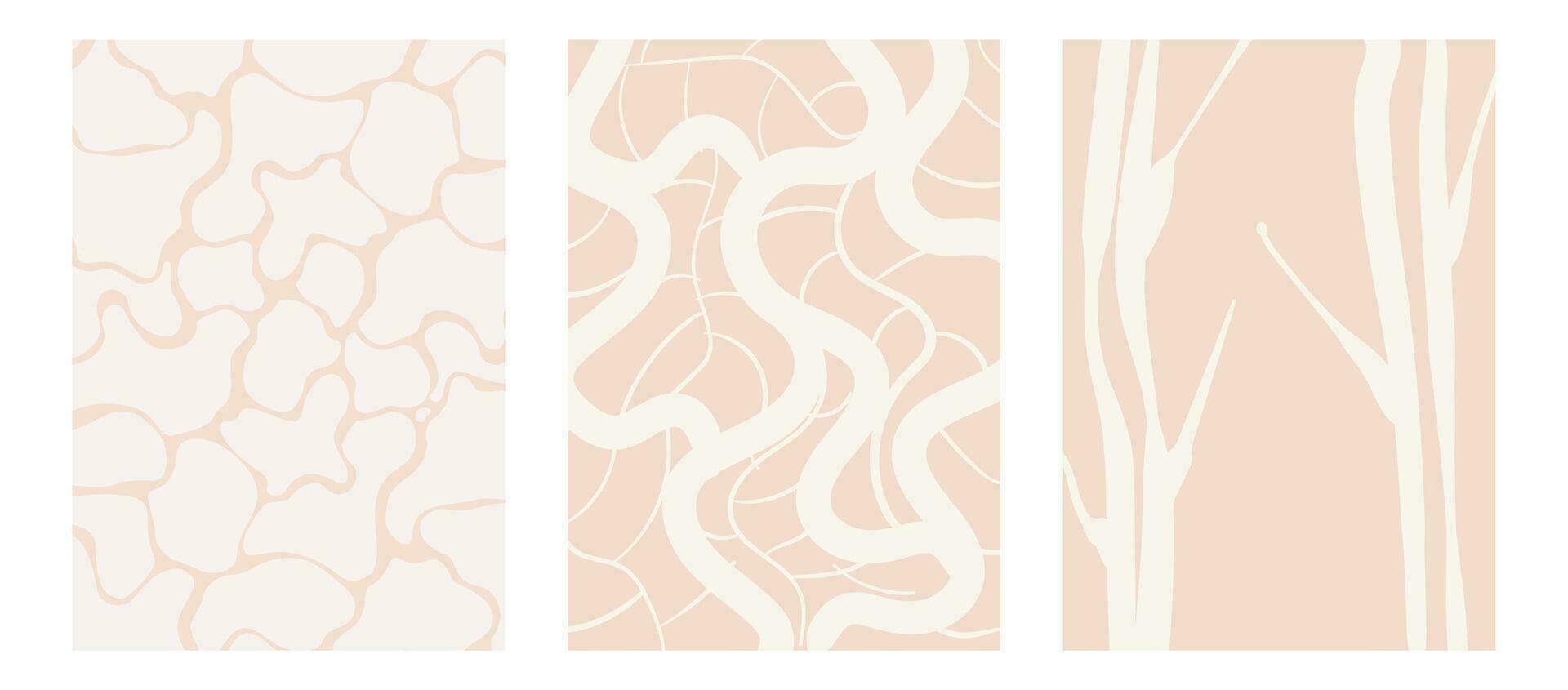 Abstract shapes and botanical elements boho wall decor vector