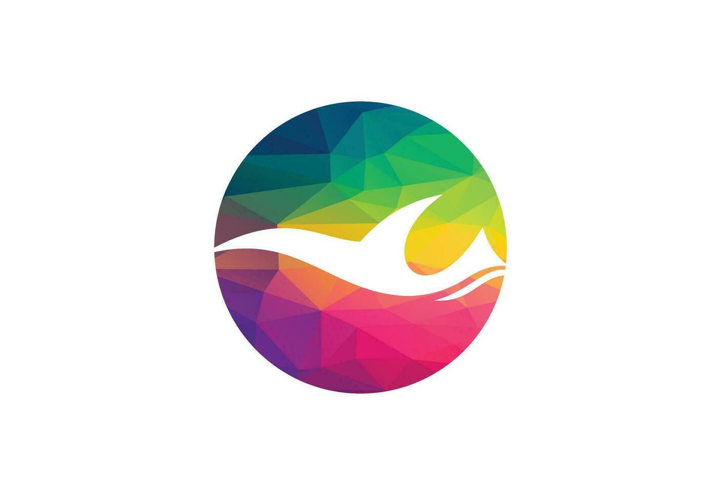 Low Poly and Ocean Wave logo design, Vector design template