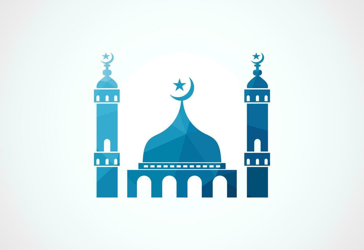 Low Poly and Mosque logo design, Islamic logo template, Vector illustration