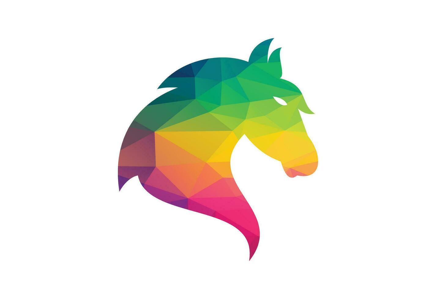 Low Poly and Creative Horse head logo design vector design template