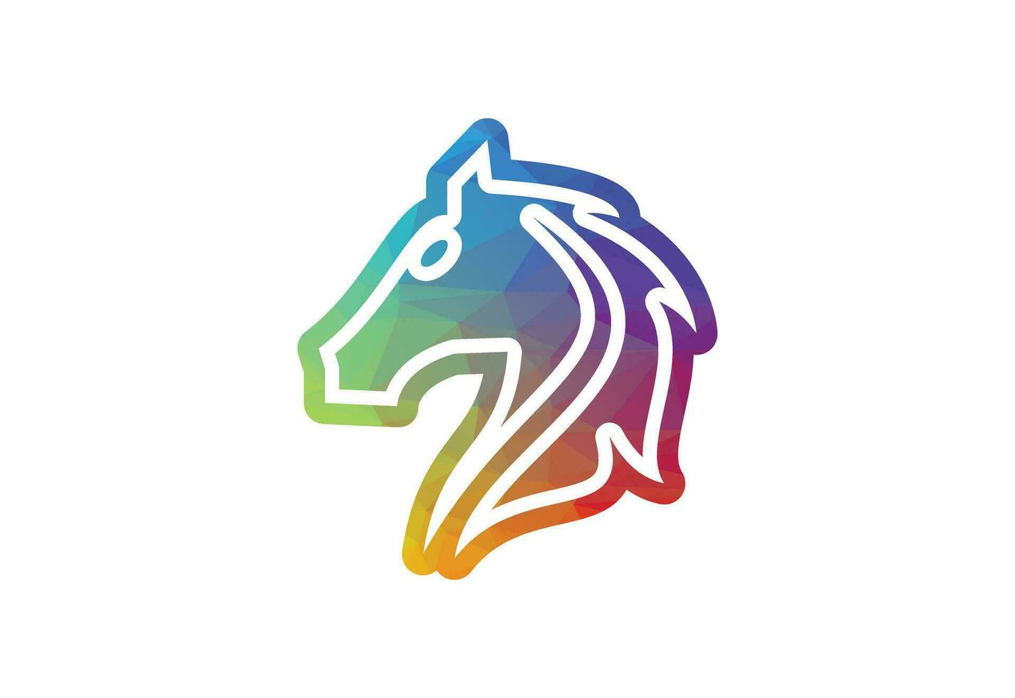 Low Poly and Creative Horse head logo design vector design template