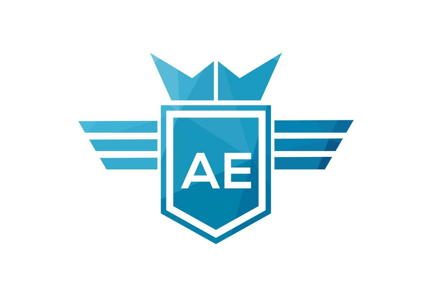 Low Poly and Initial AE Letter logo design, Vector design concept