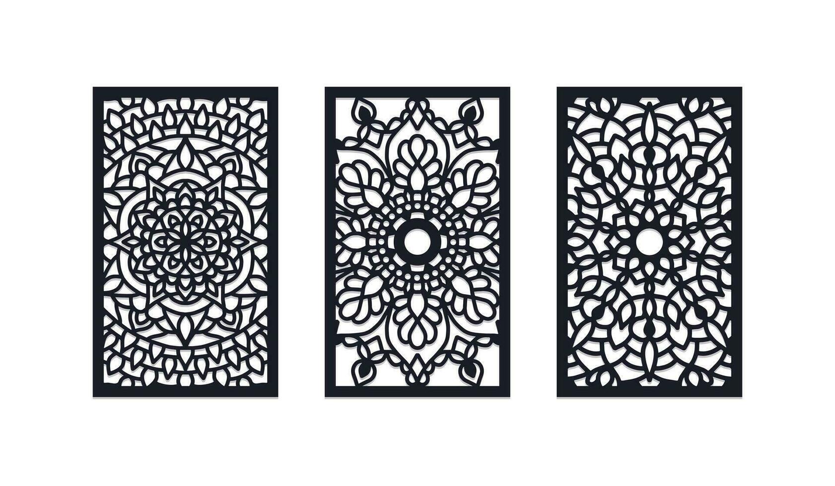 Laser Cut wedding invitation mandala panel template, vector