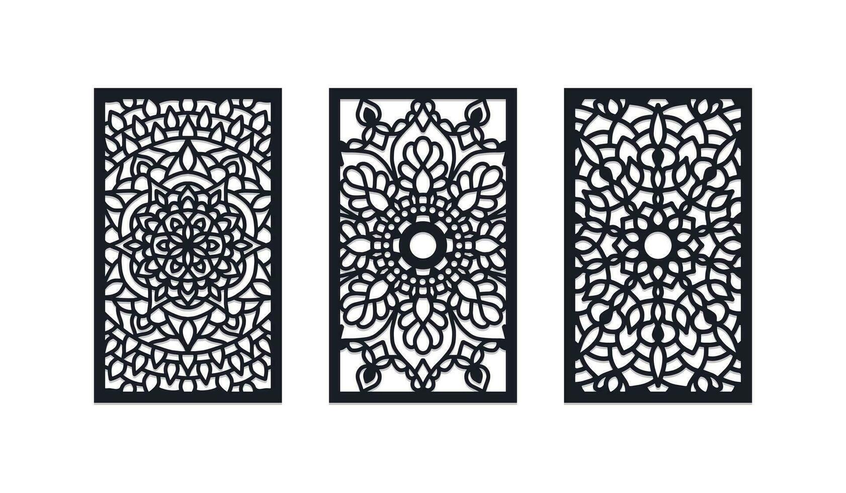 Laser Cut wedding invitation mandala panel template, vector