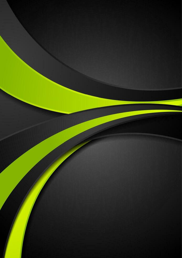 Green black abstract wavy corporate background vector