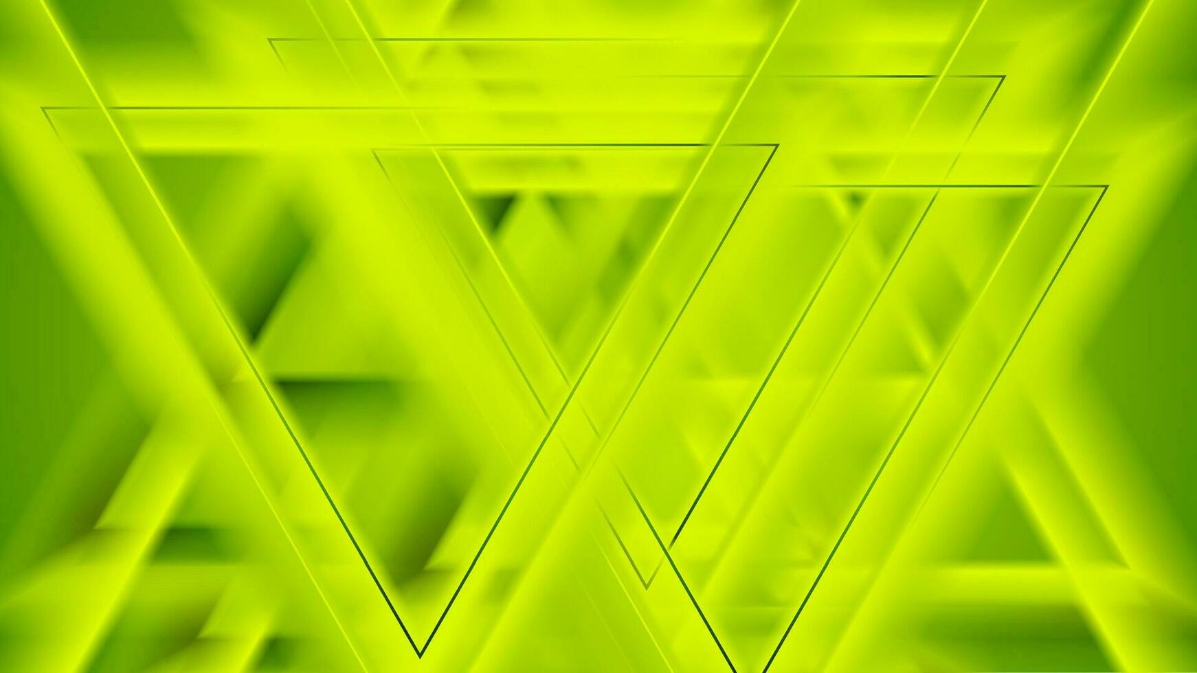 Bright green abstract triangles geometric tech background vector