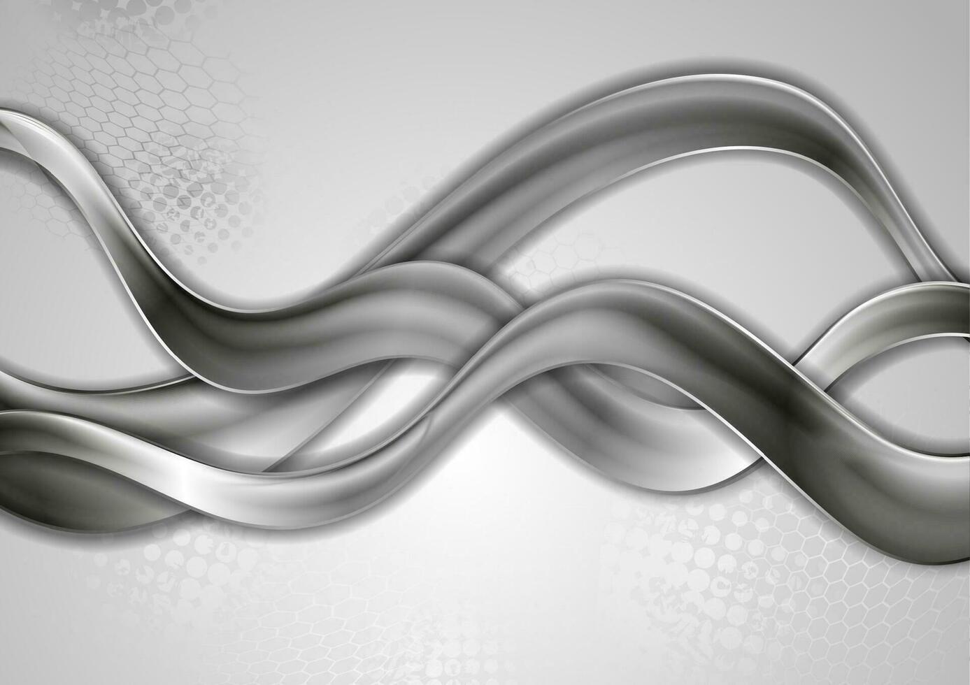 Abstract grey metallic waves modern background vector