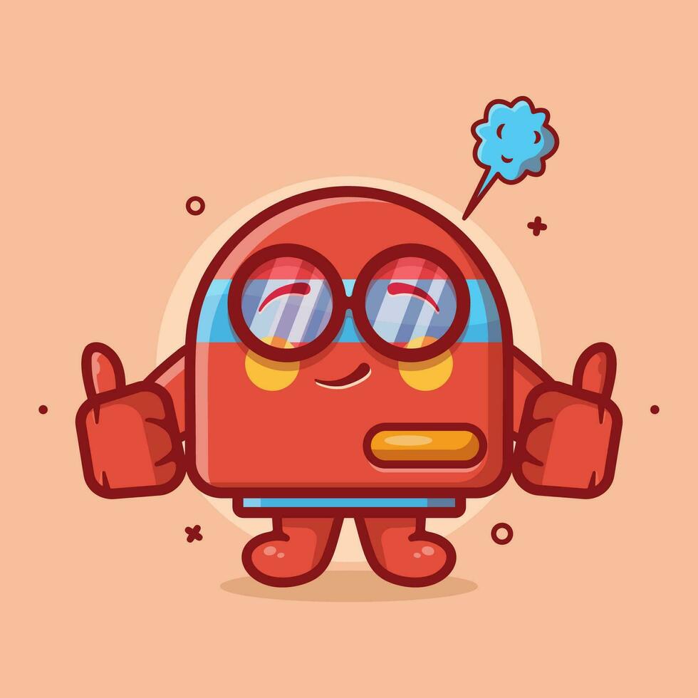funny air purifier character mascot with thumb up hand gesture isolated cartoon in flat style design vector