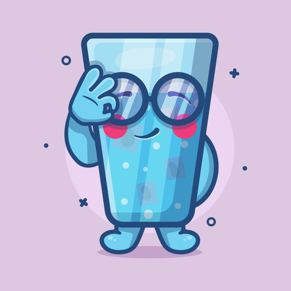 funny ice water character mascot with ok sign hand gesture isolated cartoon in flat style design vector