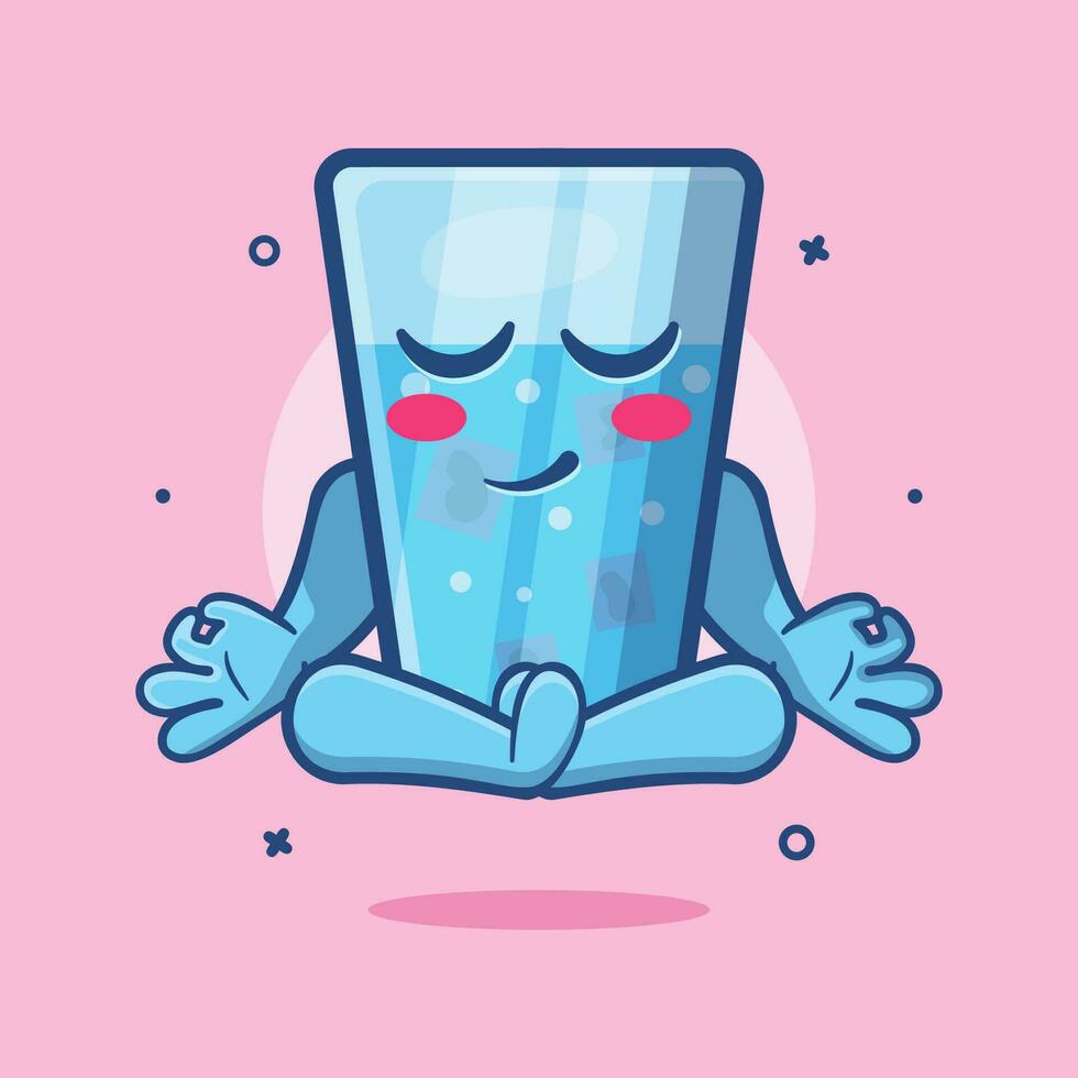 calm ice water character mascot with yoga meditation pose isolated cartoon in flat style design vector