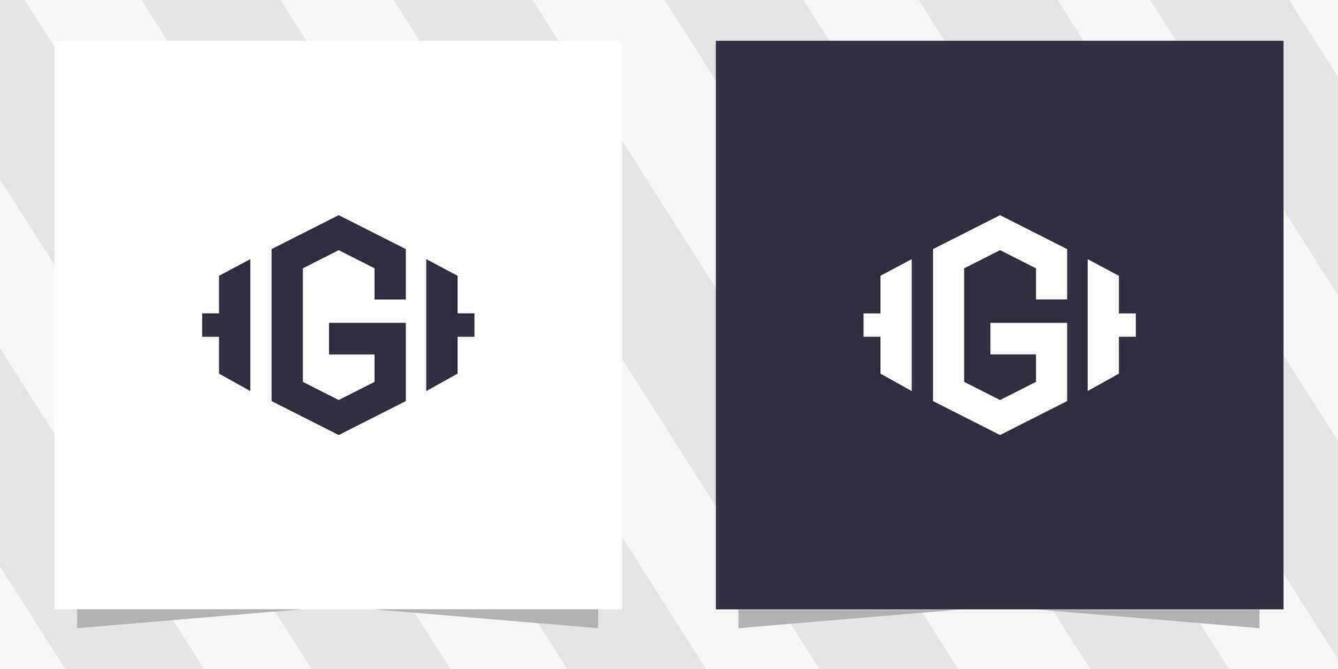 letter g with gym logo design vector